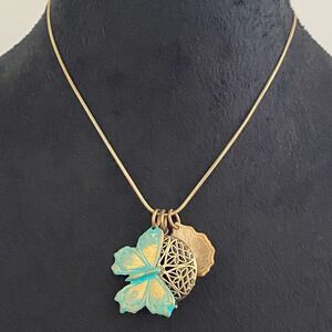 Nine West Butterfly & Locket Charm Necklace